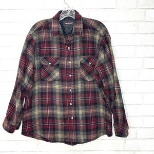 Vintage Allen Wickfield Men Wool Blnd Plaid Shirt Large Utility Heritage Western